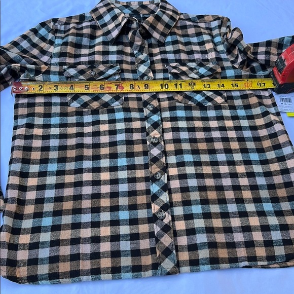 Volcom Kids Checkered Shirt - Blue, Brown, and Black - Picture 3 of 13